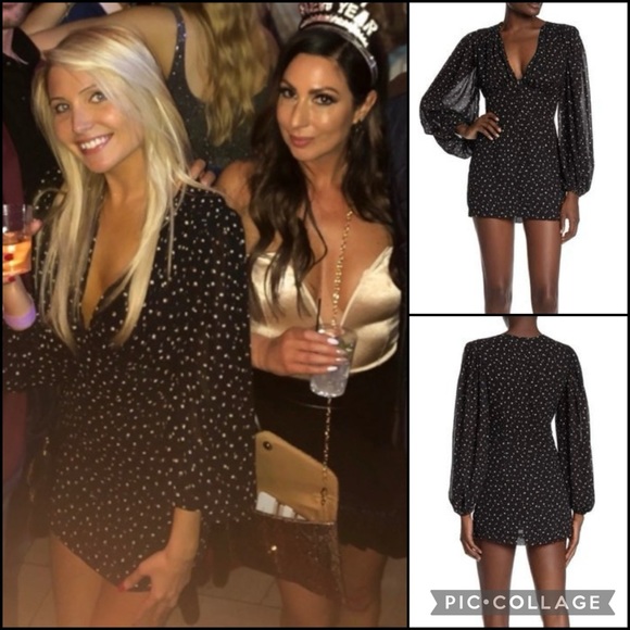 Nordstrom Dresses & Skirts - Wild Honey Gold Metallic Polka-Dot Balloon Sleeve Cocktail Party Dress